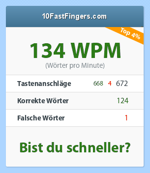 134 WPM tippgeschwindigkeit