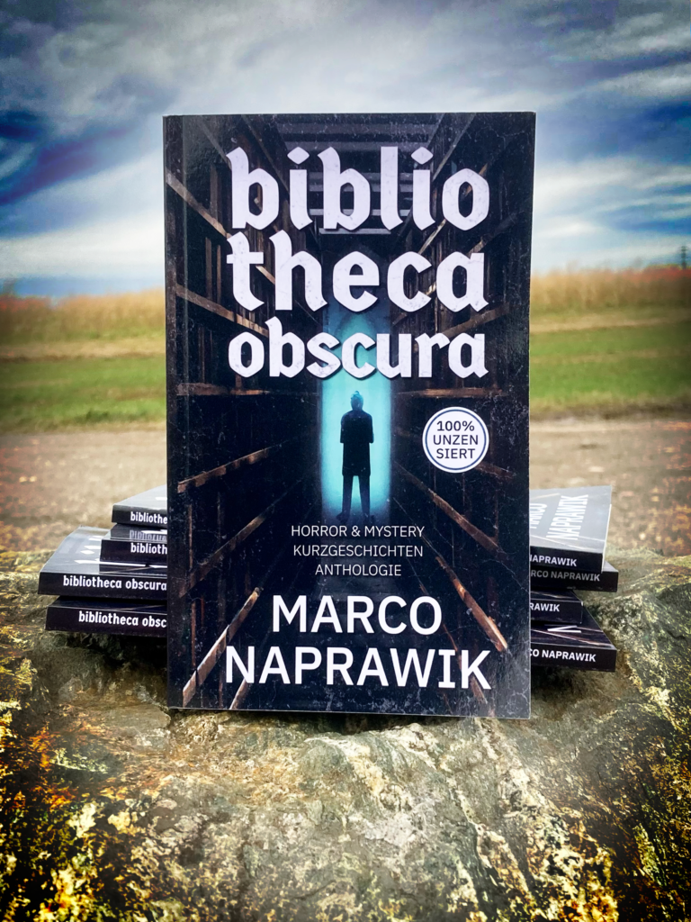 Cover der Kurzgeschichtensammlung von Marco Naprawik "Bibliotheca Obscura"